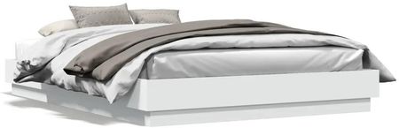 vidaXL Rama łóżka z oświetleniem LED biała 150x200 cm (3209786)