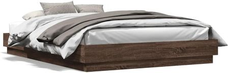 vidaXL Rama łóżka z oświetleniem LED brązowy dąb 140x200 cm (3209799)