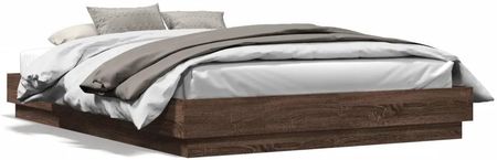 vidaXL Rama łóżka z oświetleniem LED brązowy dąb 150x200 cm (3209792)