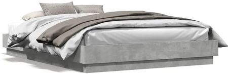 vidaXL Rama łóżka z oświetleniem LED szarość betonu 150x200 cm (3209789)