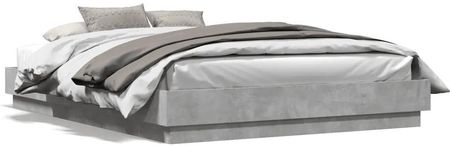 vidaXL Rama łóżka z oświetleniem LED szarość betonu 160x200 cm (3209782)