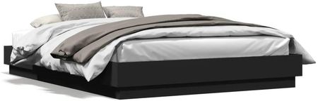 vidaXL Rama łóżka z oświetleniem LED czarna 140x200 cm (3209794)