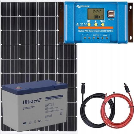 Panel słoneczny 175W i akumulator żelowy 75Ah z regulatorem LCD