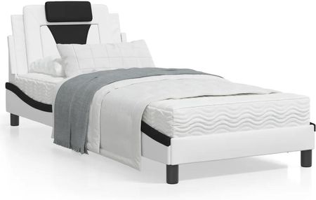 vidaXL Rama łóżka z zagłówkiem biało-czarna 80x200 cm ekoskóra (3208060)