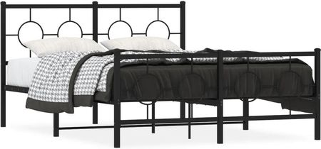 vidaXL Metalowa rama łóżka z wezgłowiem i zanóżkiem czarna 140x200cm (376245)