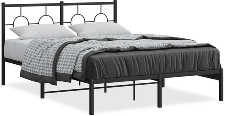 vidaXL Metalowa rama łóżka z wezgłowiem czarna 140x200 cm (376227)