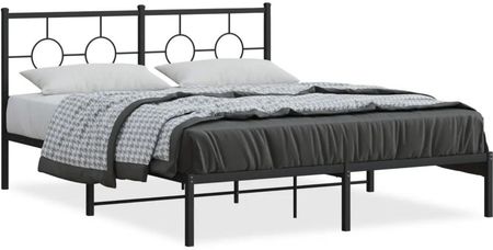 vidaXL Metalowa rama łóżka z wezgłowiem czarna 160x200 cm (376229)