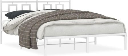 vidaXL Metalowa rama łóżka z wezgłowiem biała 160x200 cm (374293)