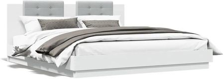 vidaXL Rama łóżka z wezgłowiem biała 160x200 cm (3209905)