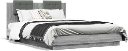 vidaXL Rama łóżka z wezgłowiem szary dąb sonoma 140x200 cm (3209924)