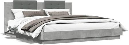 vidaXL Rama łóżka z wezgłowiem szarość betonu 160x200 cm (3209908)