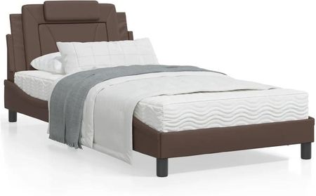 vidaXL Rama łóżka z zagłówkiem brązowa 100x200 cm sztuczna skóra (3208077)