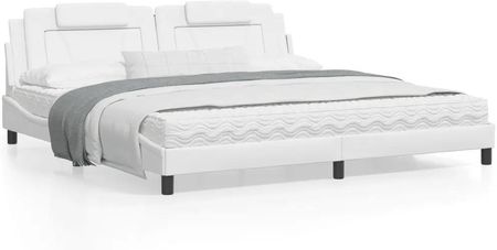 vidaXL Rama łóżka z zagłówkiem biała 200x200 cm sztuczna skóra (3208118)
