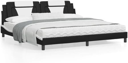 vidaXL Rama łóżka z zagłówkiem czarno-biała 200x200 cm ekoskóra (3208122)