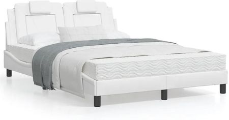 vidaXL Rama łóżka z LED biała 120x200 cm sztuczna skóra (3214009)
