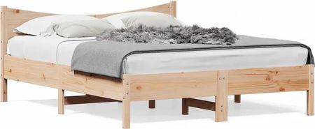 vidaXL Rama łóżka z zagłówkiem 160x200 cm lite drewno sosnowe (3216363)