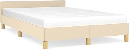 vidaXL Rama łóżka z wezgłowiem kremowa 120x190 cm tkanina (379539)