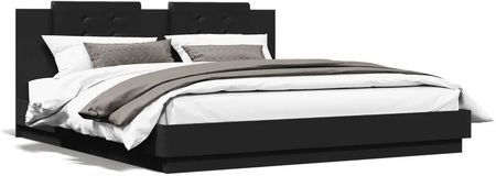 vidaXL Rama łóżka z wezgłowiem czarna 160x200 cm (3209906)