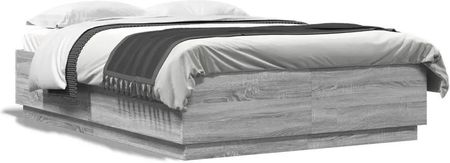 vidaXL Rama łóżka z LED szary dąb sonoma 160x200 cm (3209602)
