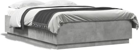 vidaXL Rama łóżka z LED szarość betonu 140x200 cm (3209614)