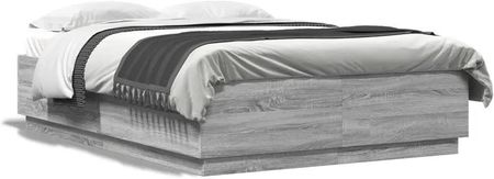 vidaXL Rama łóżka z LED szary dąb sonoma 140x200 cm (3209616)