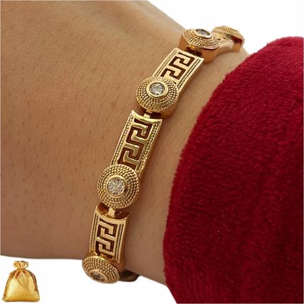 Golden Celebrity Złota Bransoletka Damska Ze Stali Chirurgicznej Gruba Cyrkonie