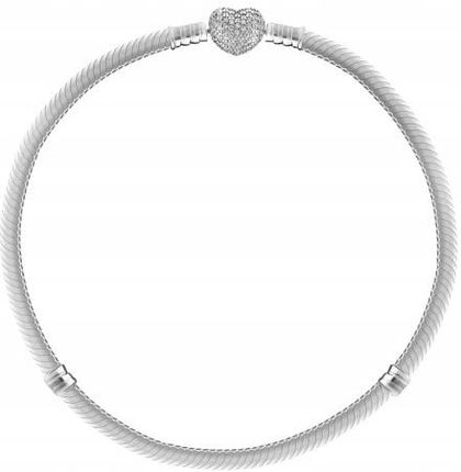 Praven Bransoletka Srebrna Modułowa Serce Cyrkonie 19Cm