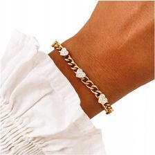 Blinkshop Bransoletka Stal Chirurgiczna Łańcuch Serce Złota