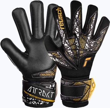 Rękawice Bramkarskie Reusch Attrakt Silver Nc Finger Support Black/Gold/White/Black