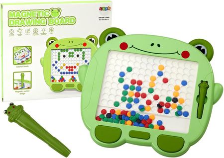 Lean Toys Tablica Magnetyczna Edukacyjna Żabka Rysik Pad Układanka Zielona Koraliki