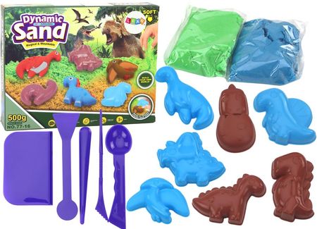 Lean Toys Zestaw Kreatywny Magiczny Piasek Kinetyczny Dinozaury Foremki 8Szt.
