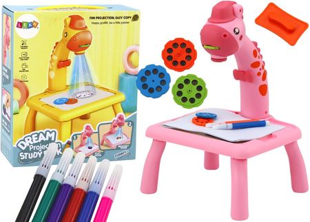 Lean Toys Projektor Stoliczek Do Rysowania Żyrafa Różowa Pisaki