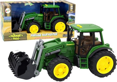Lean Toys Traktor Rolniczy Koparka Duży Zielony Światła Dźwięki