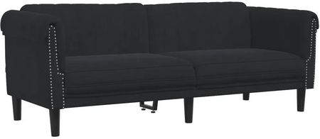 vidaXL Sofa 3-osobowa czarna tapicerowana aksamitem (372590) - zdjęcie 2