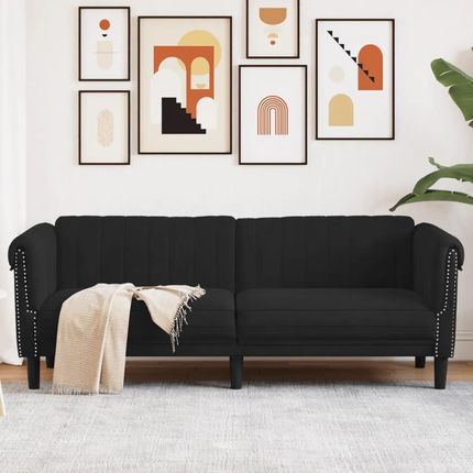 vidaXL Sofa 3-osobowa czarna tapicerowana aksamitem (372590)