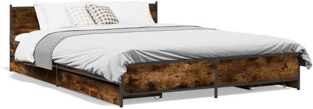 vidaXL Rama łóżka z szufladami przydymiony dąb 120x200 cm (3279939)