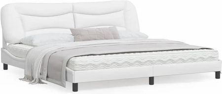 vidaXL Rama łóżka z LED biała 200x200 cm sztuczna skóra (3213956)