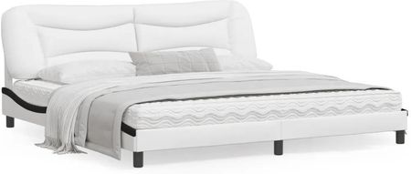 vidaXL Rama łóżka z LED biało-czarna 200x200 cm sztuczna skóra (3213961)