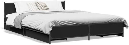 vidaXL Rama łóżka z szufladami czarna 120x200 cm (3279937)