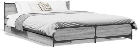vidaXL Rama łóżka z szufladami szary dąb sonoma 120x200 cm (3279940)