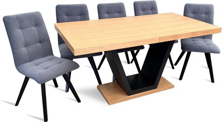 Zestaw do salonu stół z krzesłami styl loft rozkładany stół SJ80+ 4xkrzesła KW110