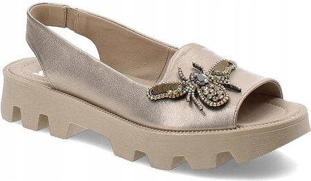 Złote Sandały Karino Modne Obuwie Damskie