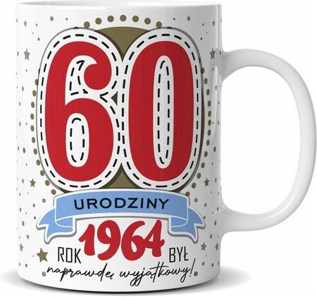 Twojestroje.Pl Kubek 60 Urodziny Rok 1964 Gwiazdki Biały (K42ZF)
