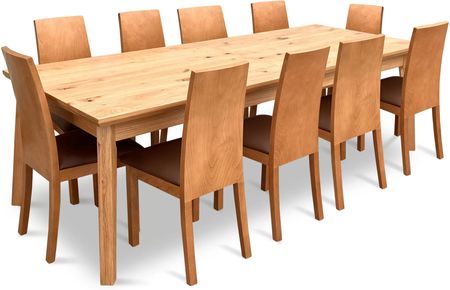 Zestaw mebli: Stół rozkładany, stół dębowy 250/100 + 3×50 cm LUIS Max w stylu LOFT + 10 krzeseł Kama