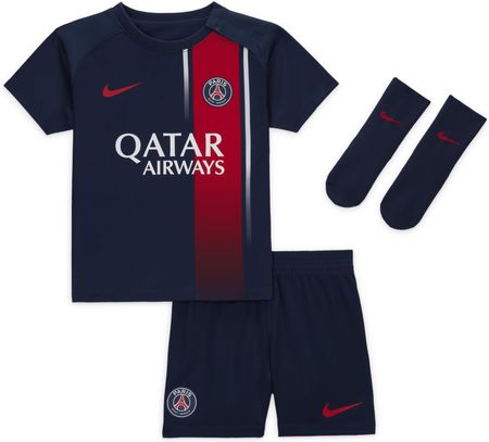 Trzyczęściowy strój dla niemowląt i maluchów Nike Dri-FIT Paris Saint-Germain 2023/24 (wersja domowa) - Niebieski