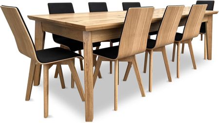 Zestaw mebli: Stół rozkładany, stół dębowy 250/100 + 3×50 cm LUIS Max w stylu LOFT + 8 krzeseł Luka