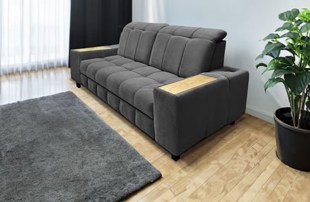 Ekskluzywna sofa 2osobowa CHARM tkanina 160 cm, półki