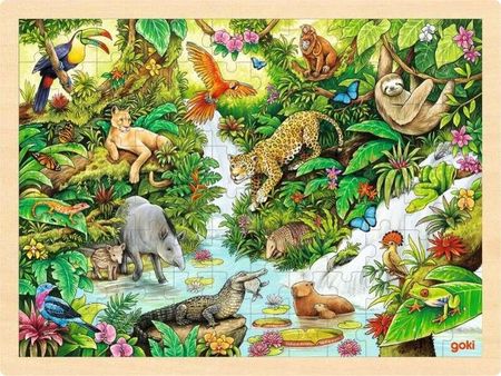 Goki Puzzle Drewniane 96 Elementów Dżungla 57329