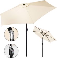 Zdjęcie Modern Home Duży Parasol Ogrodowy Skośny Łamany Z Korbą 6 Żeber Beżowy 270cm - Skalbmierz