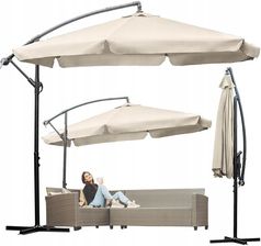 Parasol Ogrodowy Składany Parasol Z Wyciągnikiem Parasol Ogrodowy Z Wysięgnikiem Składany Regulacja Wysokości Beżowy 350cm